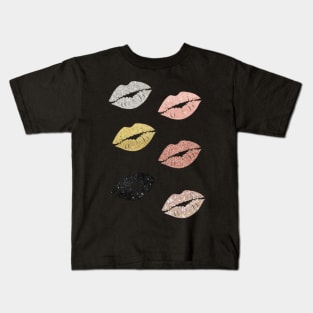 Metallic Faux Glitter Lips Pack Kids T-Shirt